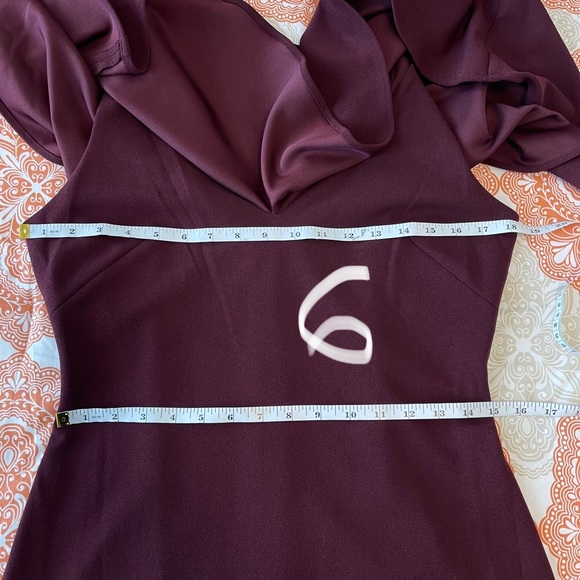NWT Belle Badgley Mischka Burgundy Cape Dress - Picture 13 of 15
